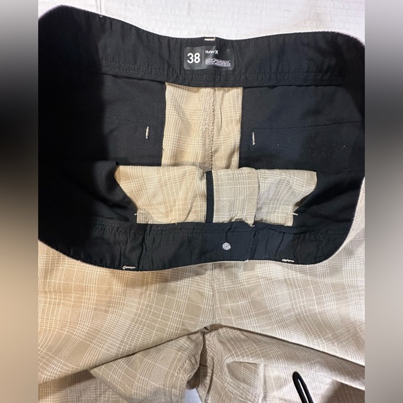 Hurley Tan Plaid Men’s Chino Short Beach Summer Surf Swimming Size 38 Preowned - Picture 5 of 7